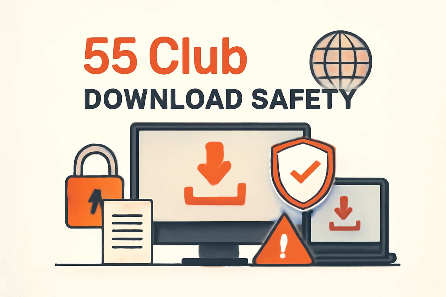 An informative visual on 55 Club Download Safety, showcasing the importance of secure downloading.