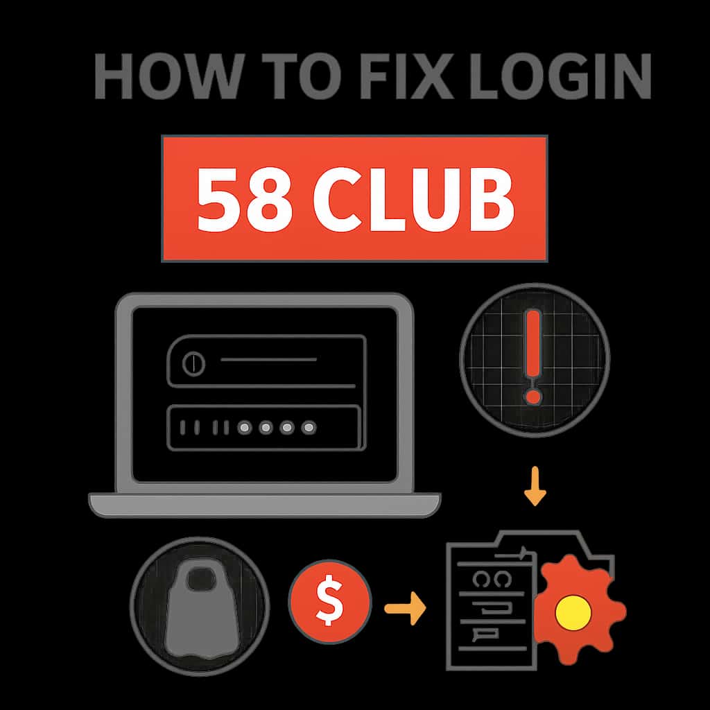 Illustration detailing troubleshooting steps for 55 Club login.
