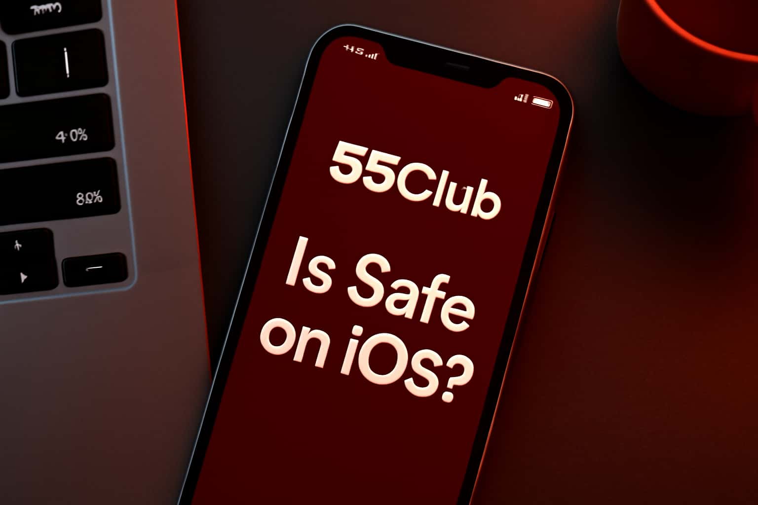 An informative scene focusing on the safety of the 55 Club app on iOS devices.