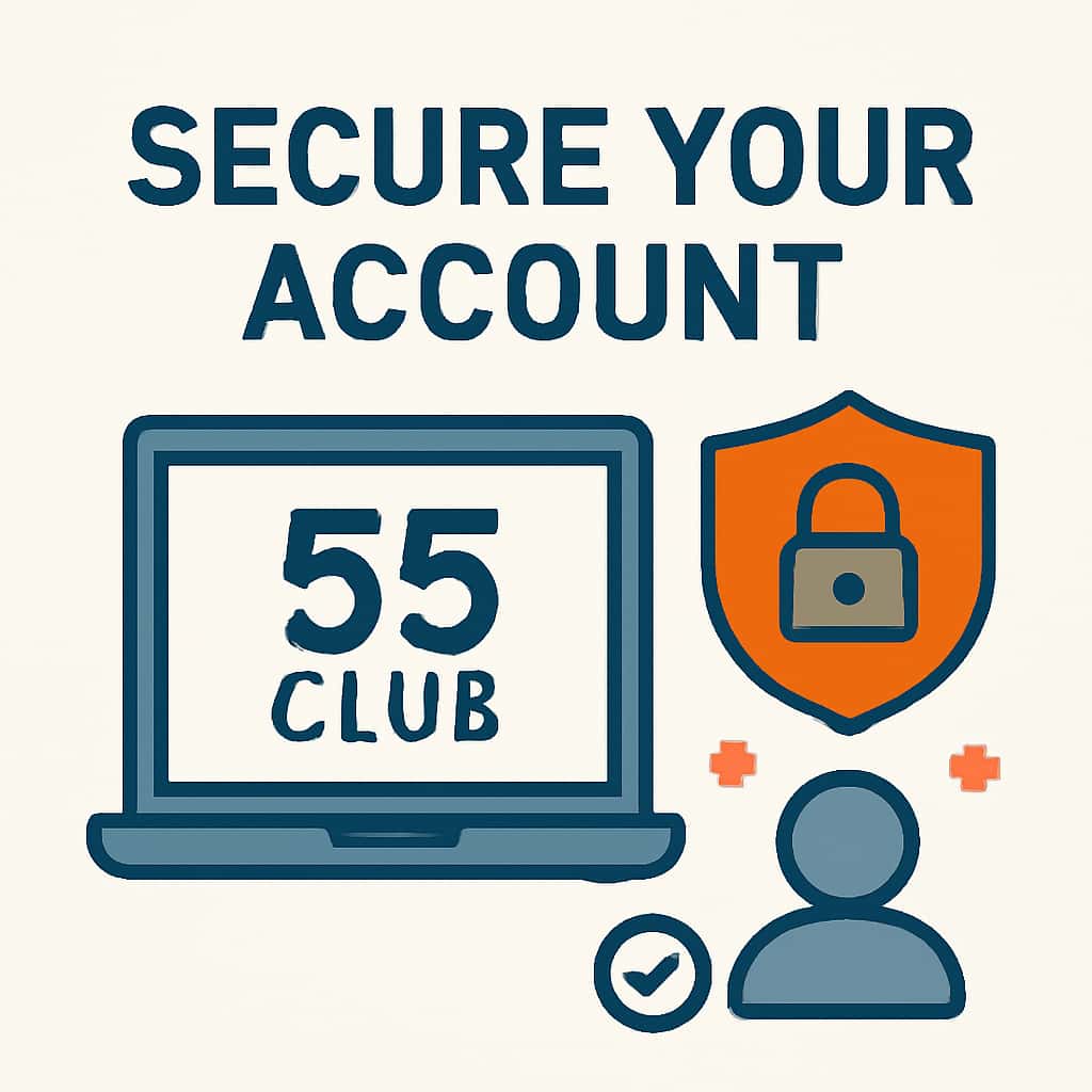 Diagram illustrating the security processes for a 55 Club account.