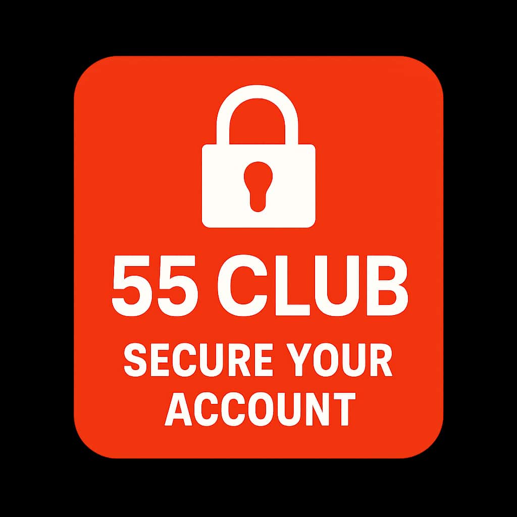 Simple icon illustrating the concept of securing a 55 Club account.