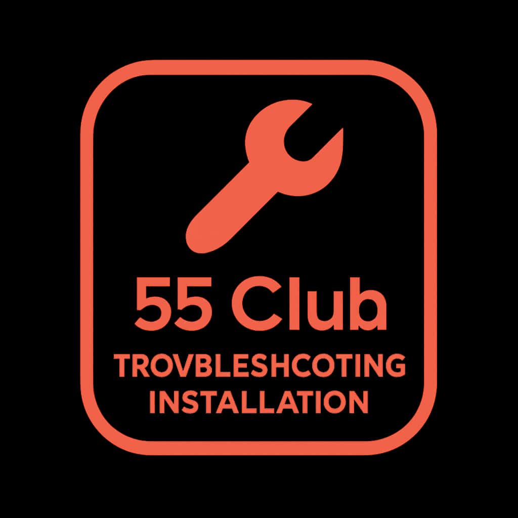 An icon representing the troubleshooting process for the 55 Club app.