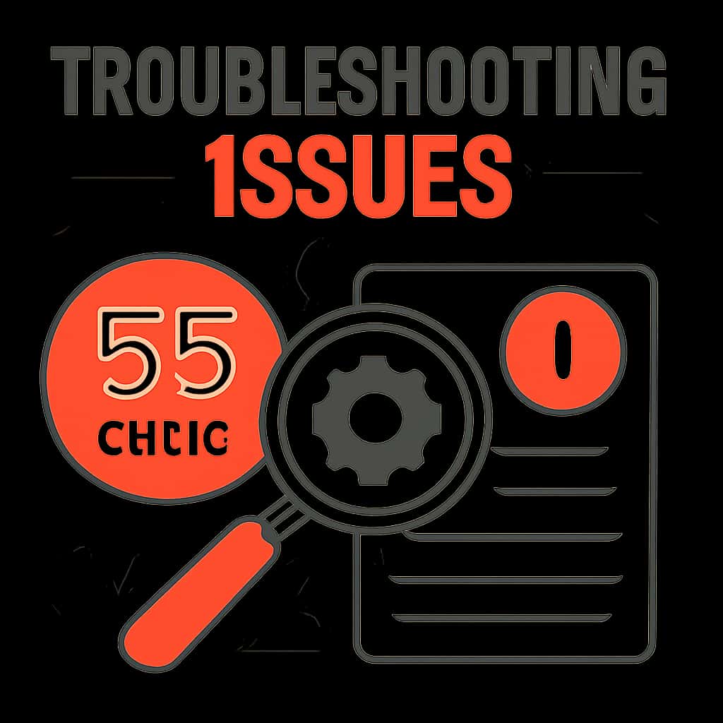 Illustration detailing troubleshooting steps for the 55 Club app.
